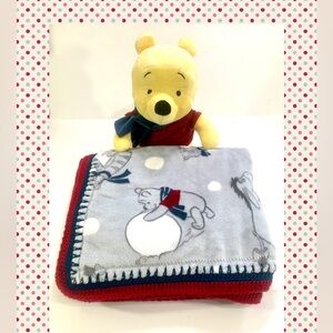 Disney Winter Winnie the Pooh & Friends Toddler Youth Crocheted Baby Blanket Set